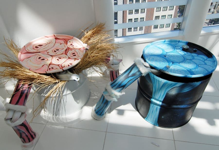 ブタとキャベツのドラムカンアート作品